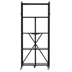 VEVOR 5-Tier Foldable Storage Shelf, 28W x 13D x 66H Inch Folding Metal Rack Shelving Unit