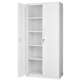 VEVOR Metal Storage Cabinet, 68.9 in Lockable Steel Garage Cabinet with 4 Adjustable Shelves, 2 Magnetic Doors, 2 Keys