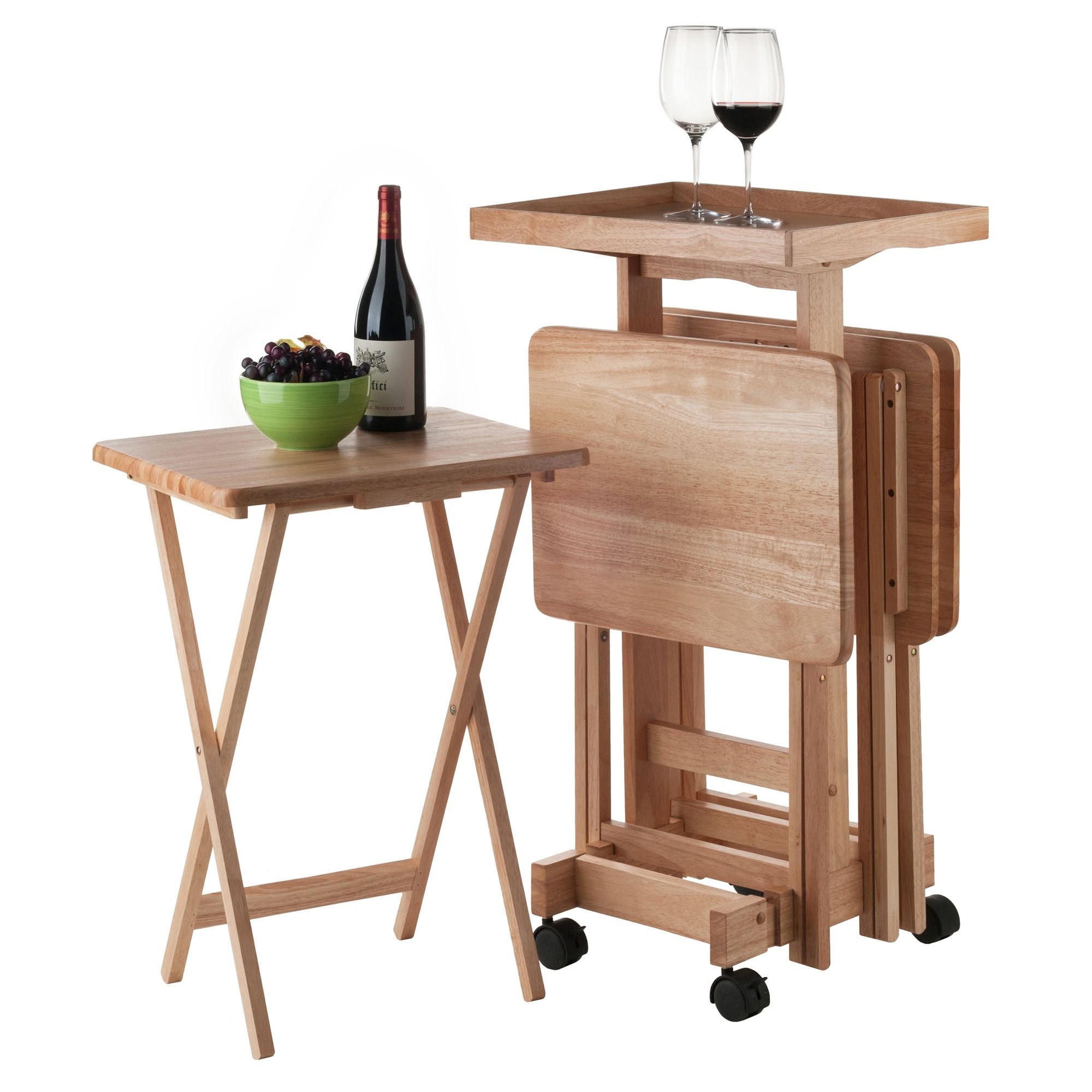 Large Snack Table 6-PC Snack Table Set Natural